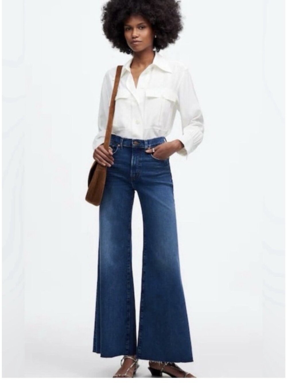 Madewell Flared Wide Leg Jeans 25 Tall Cropped Dark Wash Denim NWT 25T